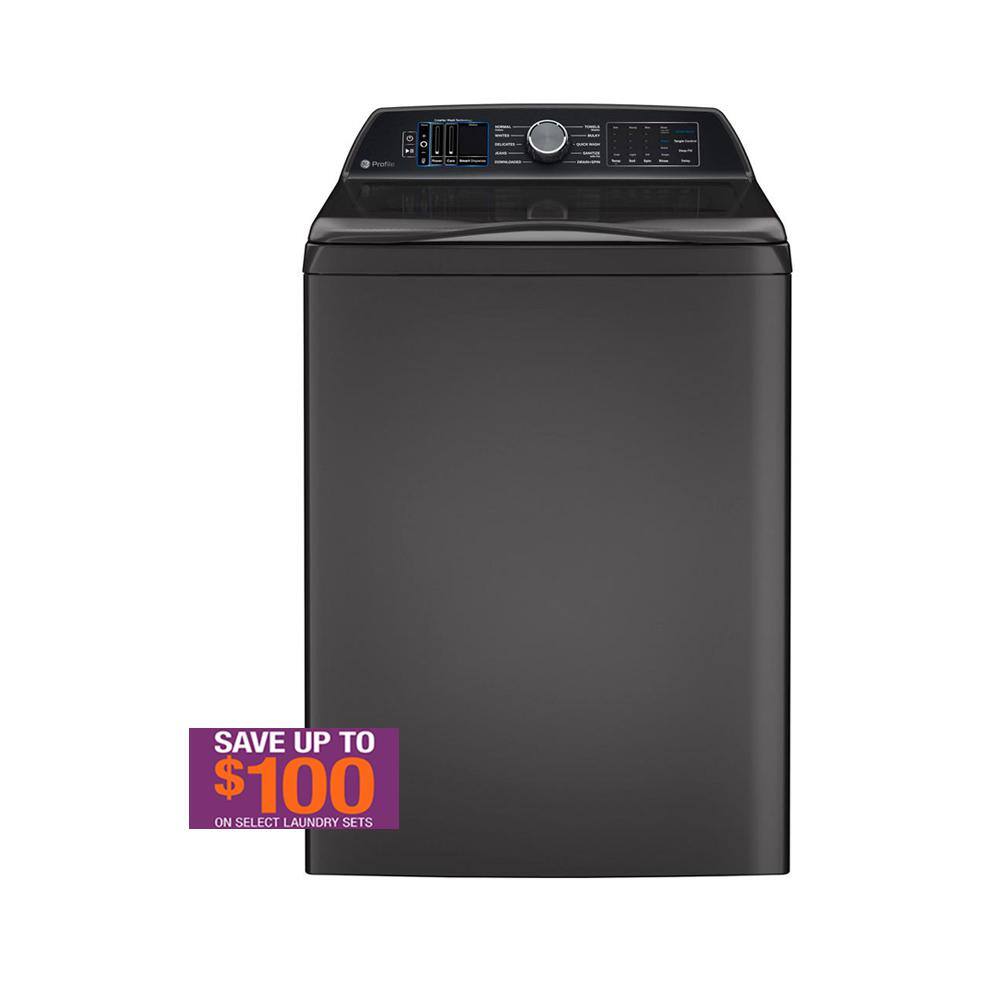 GE Profile Profile 5.3 cu. ft. High-Efficiency Smart Top Load Washer with Built-in Alexa Voice Assistant in Diamond Gray