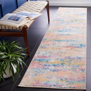 Sequoia Blue/Gold 2 ft. x 9 ft. Machine Washable Abstract Gradient Runner Rug
