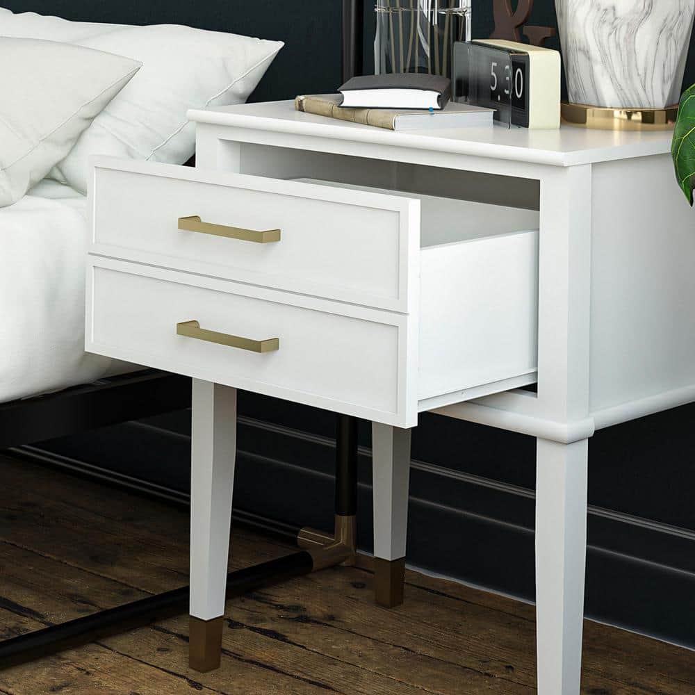 Westerleigh Sophisticated White End Table with Gold Accents
