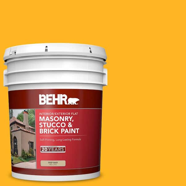 BEHR 5 gal. #P260-7 Extreme Yellow Flat Interior/Exterior Masonry, Stucco and Brick Paint