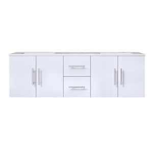 Geneva 60 in. W x 22 in. D Glossy White Double Bath Vanity and Carrara Marble Top