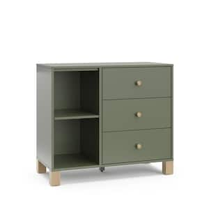 California Olive with Driftwood 37.87 in. Wide 3-Drawer Combo Dresser