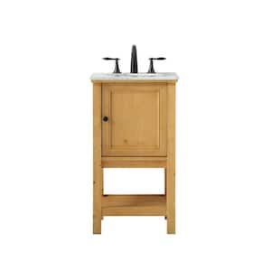 Timeless Home 19 in. W x 19 in. D x 34 in. H Single Bathroom Vanity in Natural Wood with White Marble