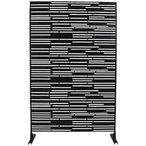 Elegant 48 in. x 76 in. Outdoor and Indoor Privacy Screen Metal, Freestanding Decorative Privacy Fence Panels in Black