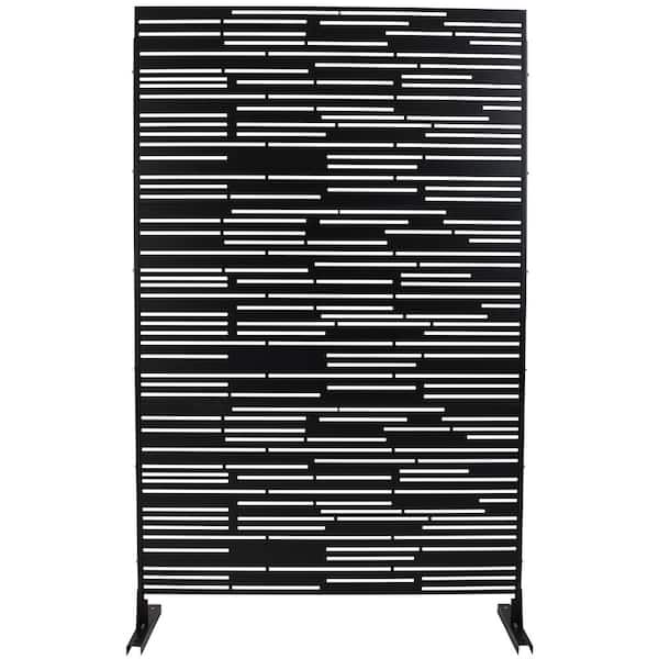 ITOPFOX Elegant 48 in. x 76 in. Outdoor and Indoor Privacy Screen Metal, Freestanding Decorative Privacy Fence Panels in Black