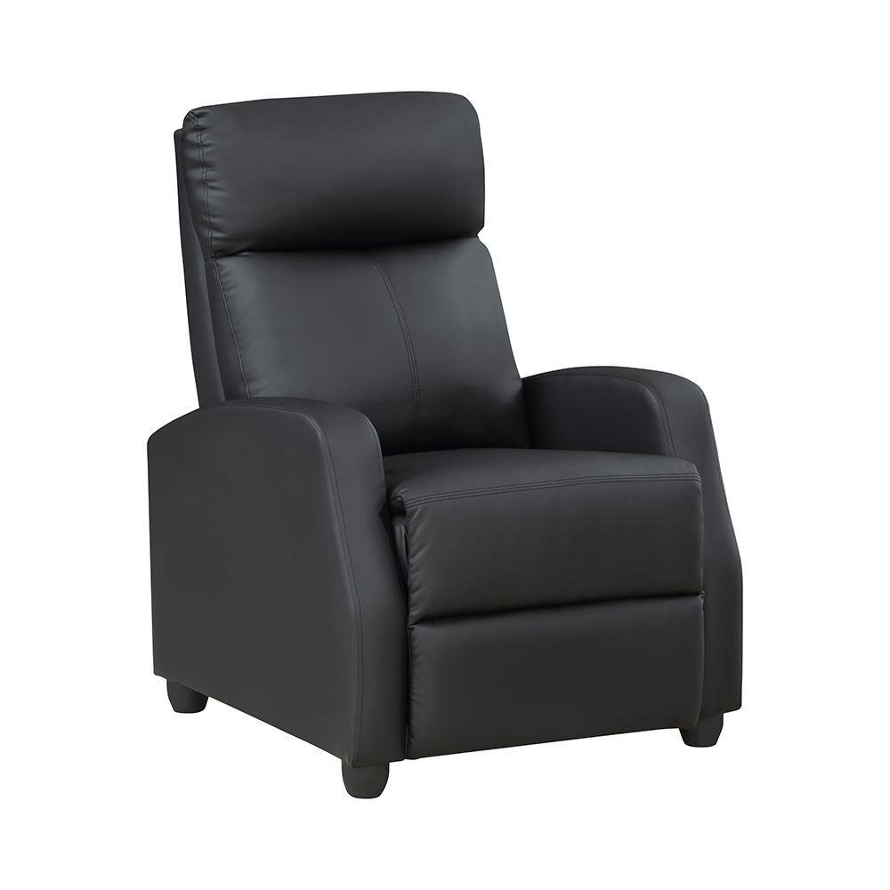 Matteo Black Faux Leather Push Back Recliner 9420BK1 The Home Depot
