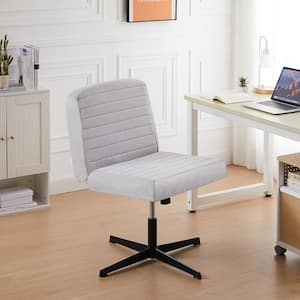 Modern Office Desk Chair No Wheels Armless Wide Fabric Padded, Swivel and Height Adjustable, Gray