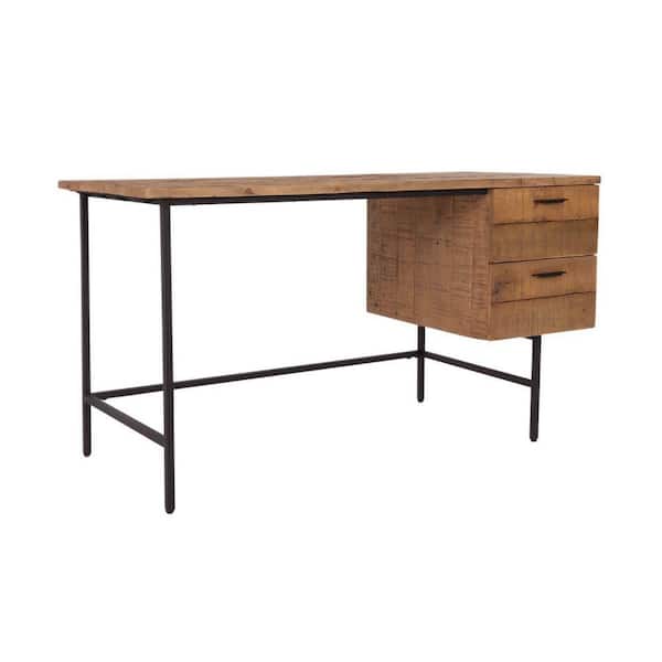 Benjara Lyla 55 in. Rectangular Black and Brown Reclaimed Pine Wood 2