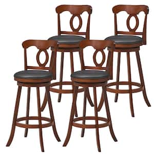 4 PCS 30 in. Espresso Wood Swivel Bar Stools Bar Height Chairs withErgonomic Backrest