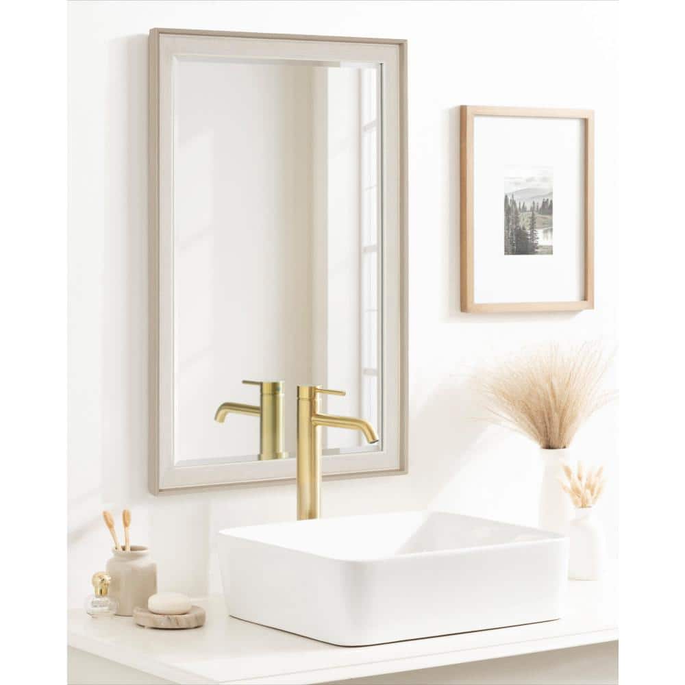 Kobert 20" x 30" Natural Linen Texture Rectangular Wall Mirror