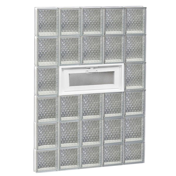 Clearly Secure 28.75 in. x 44.5 in. x 3.125 in. Frameless Diamond Pattern Vented Glass Block Window