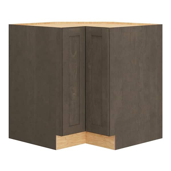 QuickShip Cottage 33 in. W x 24 in. D x 34.5 in. H Assembled Plywood Lazy Susan Corner Cabinet in Fieldstone