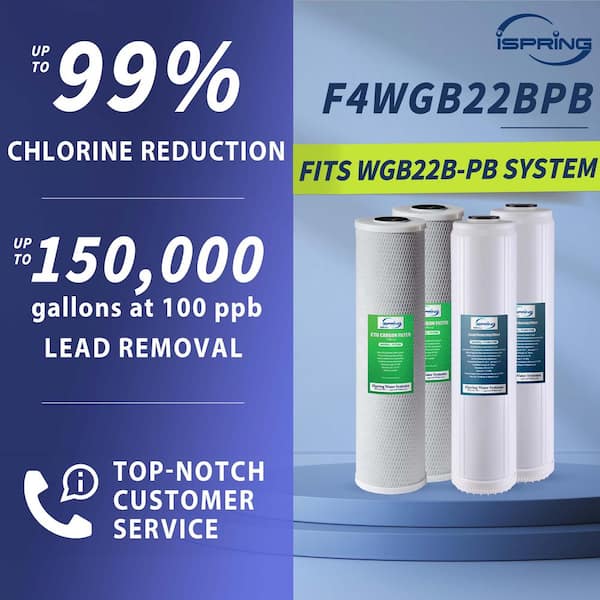 4.5 x 20 in. Whole House Water Filter Replacement Pack Set with Carbon Block & Lead Reducing Cartridges, Fits WGB22B-PB
