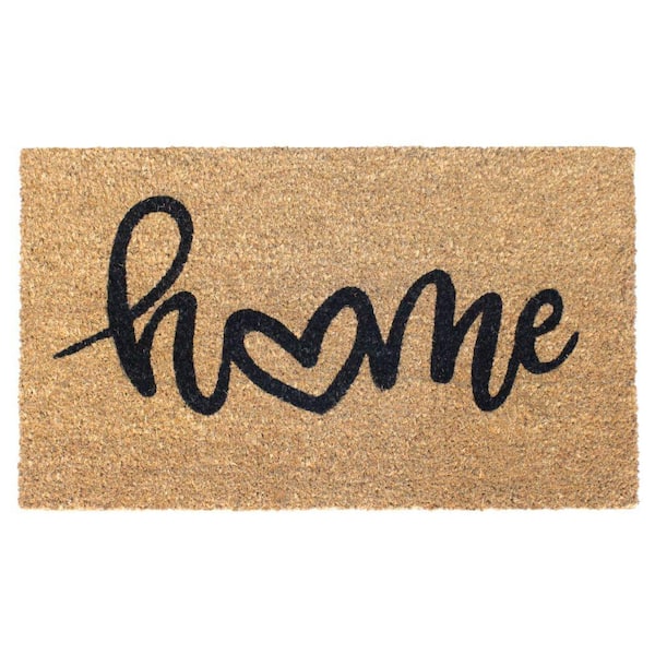 RugSmith Welcome Home Black 18 in. x 30 in. Coir Non-Slip Outdoor Door Mat
