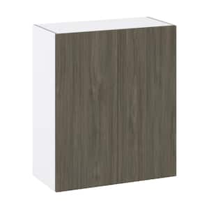 Medora textured Slab Walnut Assembled Wall Kitchen Cabinet with Full Height Door (30 in. W x 35 in. H x 14 in. D)
