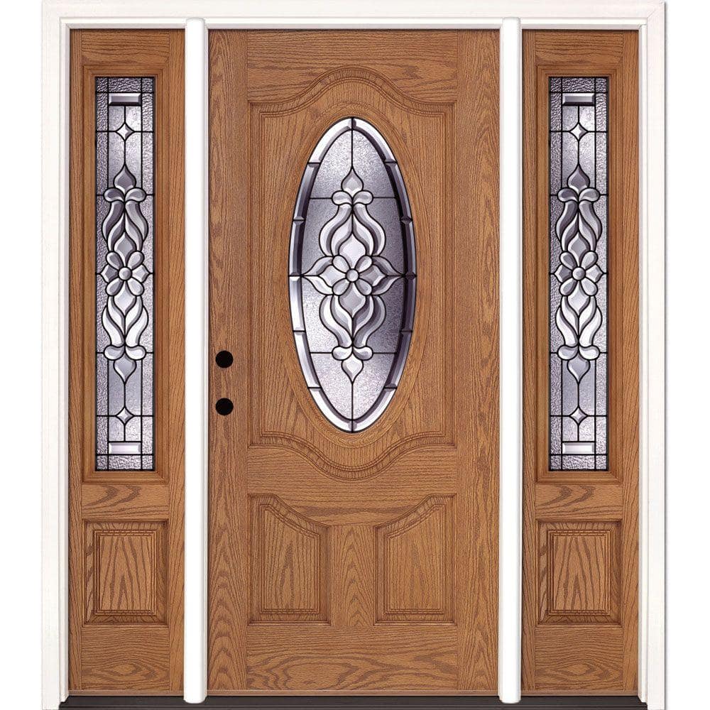 67.5 in.x81.625 in. Lakewood Patina 3/4 Oval Lt Stained Light Oak Right-Han