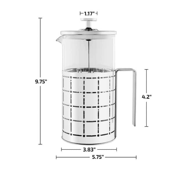 Ovente Glass French Press Coffee Maker 34oz w/Stainless Steel Filter Plunger, Copper FSW34C Ovente