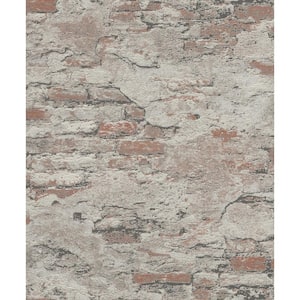 Templier Brown Distressed Brick Paper Strippable Roll (Covers 56.4 sq. ft.)