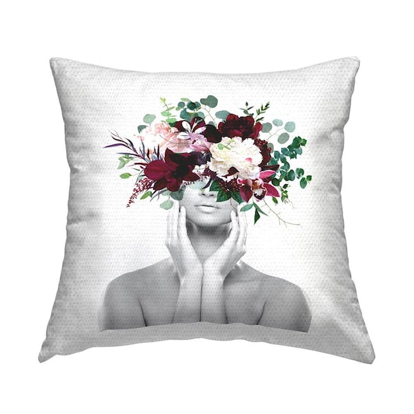 Stupell Industries Modern Flower Arrangement Woman Multi-Color Square Outdoor Throw Pillow