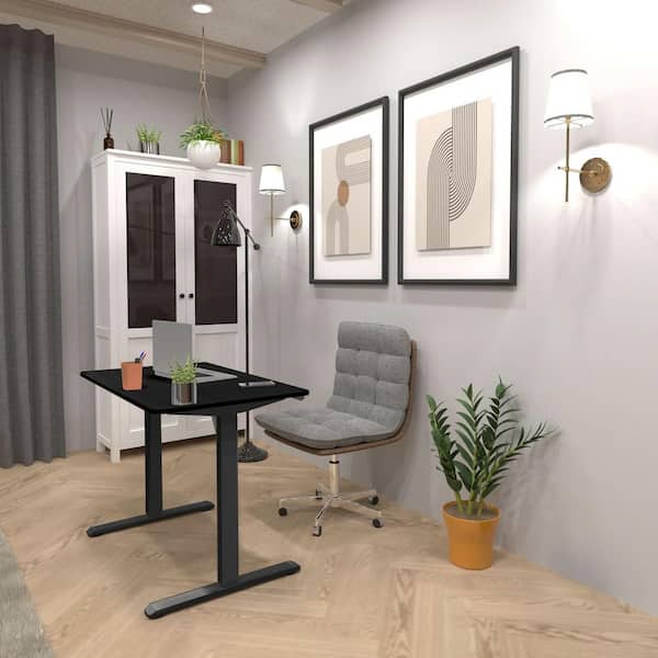 39.4 in. Rectangular Black Steel Compact Electric Standing Desk with Adjustable Height