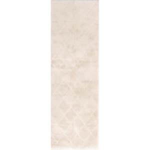 Amy Machine Washable Beige 2 ft. x 8 ft. Solid Runner Rug