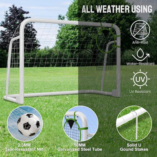 Orono Sports Official Size 4mm Thick Soccer Goal Net – 24' X 8' X 4' X 10' – White, 5" Mesh