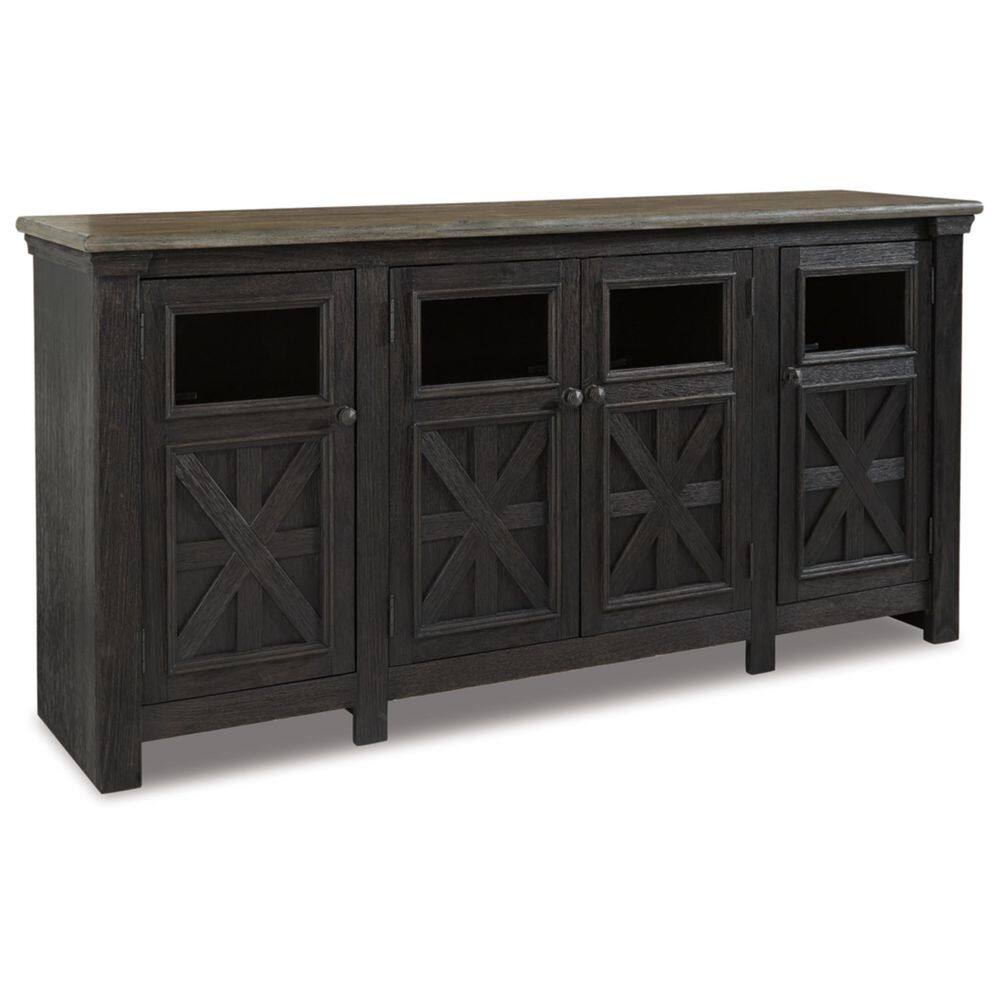 Tyler Creek Black/Gray TV Stand Entertainment Center Fits TV's up to 85 in. with Adjustable Shelves