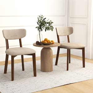 Beige Upholstered Dining Chairs Fabric Parsons Chair (Set of 2)