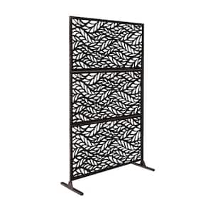 New Style MetalArt Laser Cut Metal Black BlowingLeaves Privacy Fence Screen (24 in. x 48 in. per Piece 3-Piece Combo)