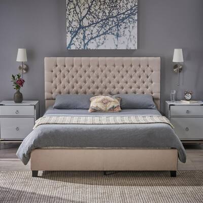 Ivory Fully Upholstered Queen Bed Set