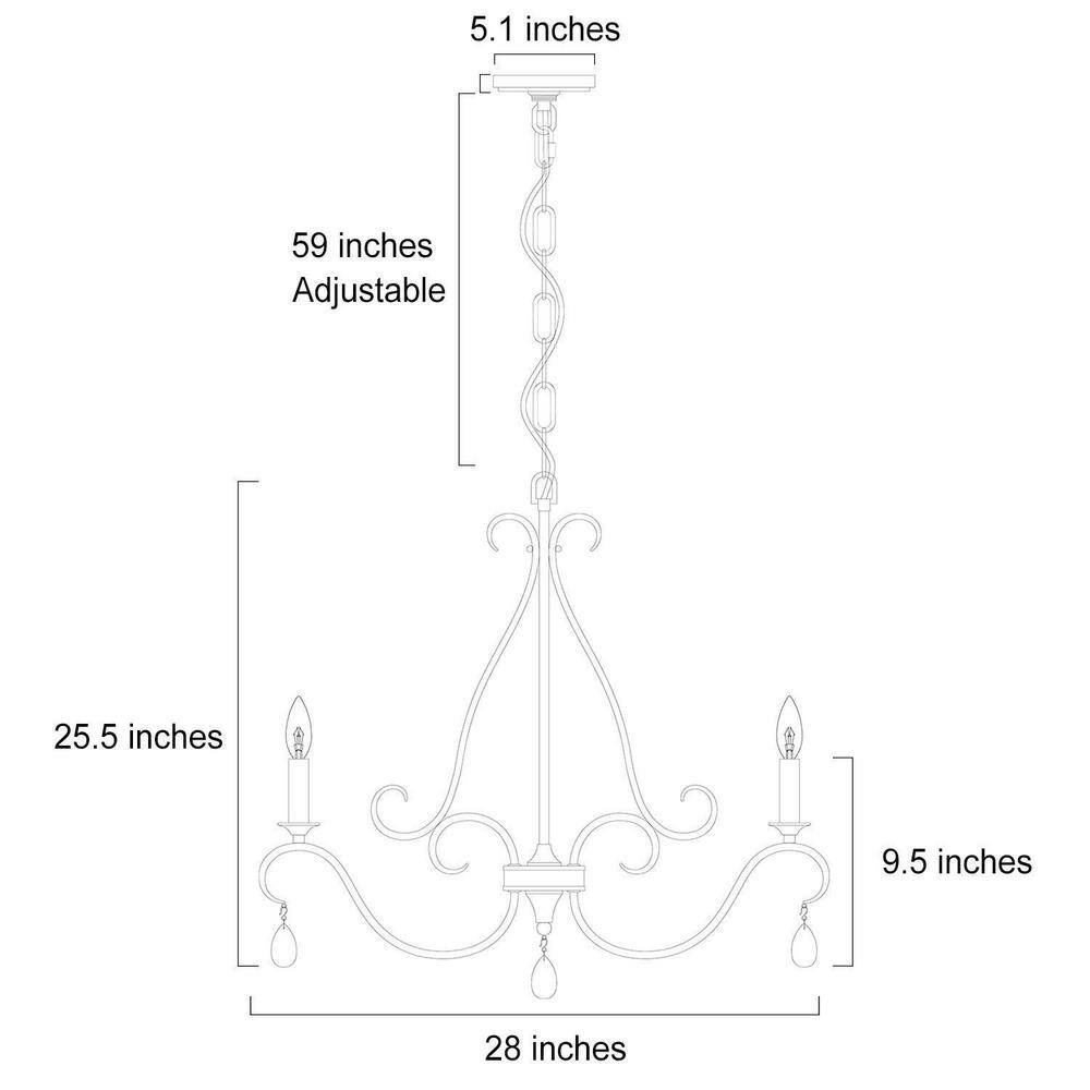 Rustic Bronze 6-Light Candle Chandelier with Crystal Drops