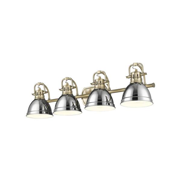 Golden Lighting - Duncan 8.25 in. 4-Light Aged Brass Vanity Light with Silver Shade