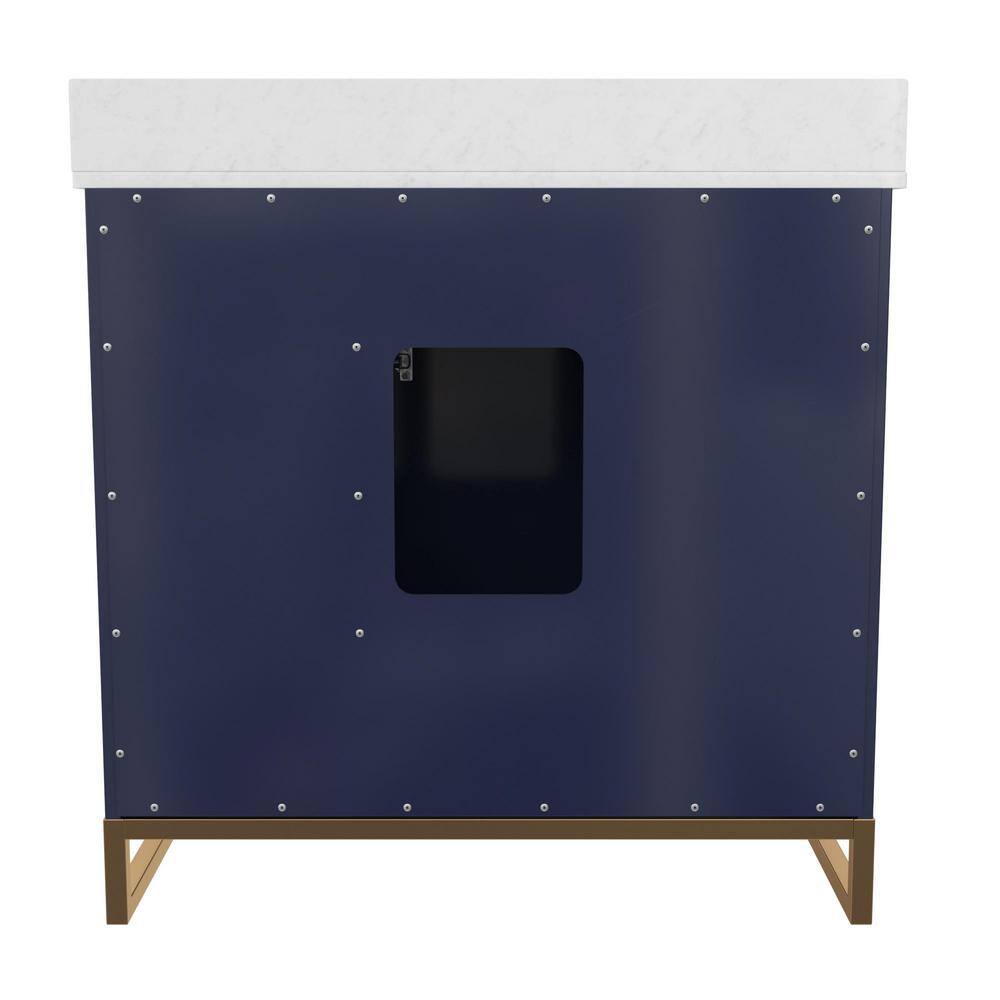 Leona 36" Navy and Gold Metal Bathroom Vanity