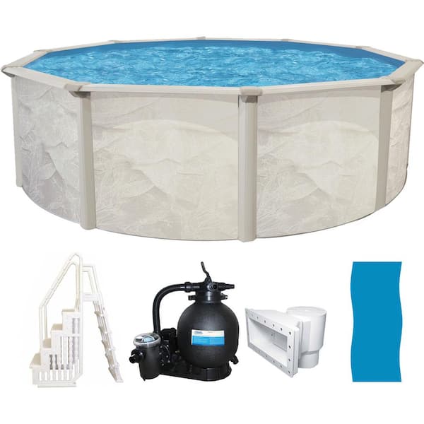 Independence 21 ft. Round x 52 in. Deep Metal Wall Above Ground Pool Package with Entry Step System