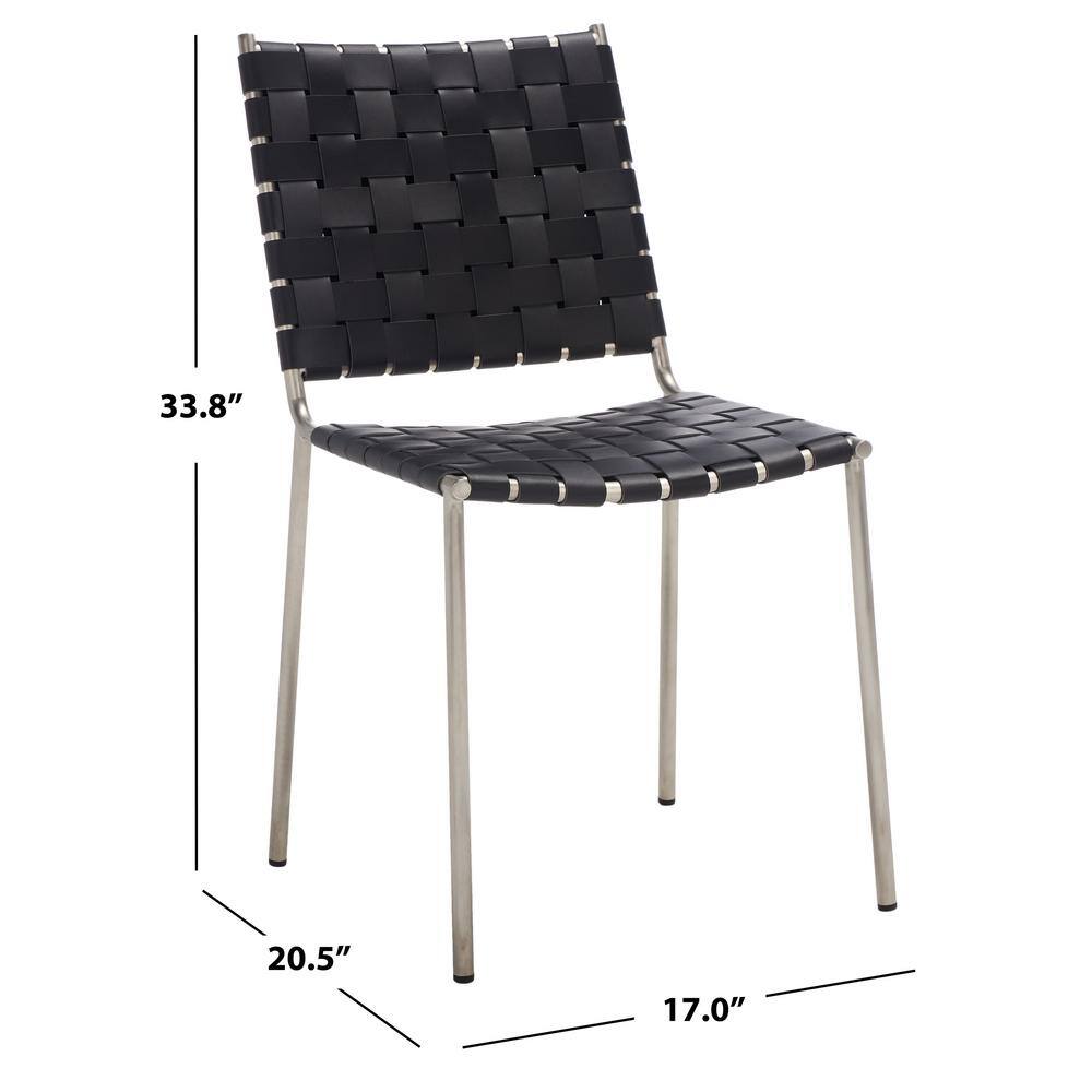 Wesson Black and Silver Woven Leather Dining Chair Set