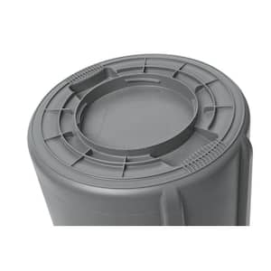 Brute 32 Gal. Gray Round Vented Outdoor Trash Can with Lid (4-Pack)