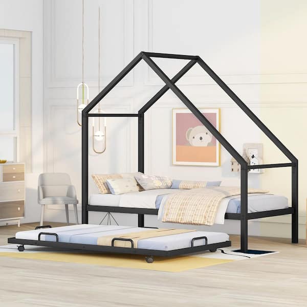 Black twin bed 2024 with trundle