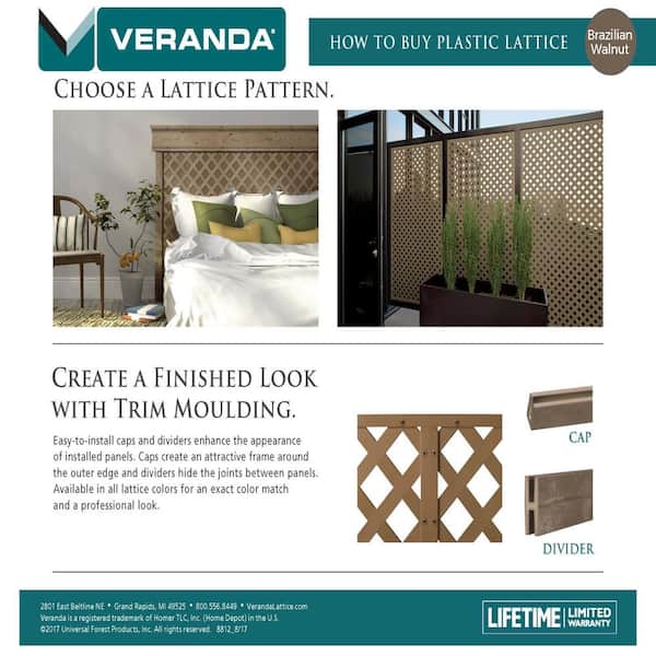 Veranda 8 ft. Brazilian Walnut Vinyl Lattice Divider 137989 - The