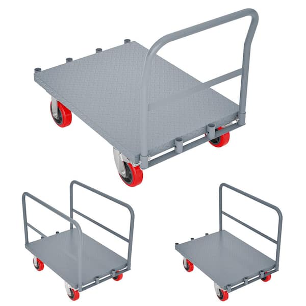 2000 lb. 36 in. x 24 in. Heavy Duty Steel Hand Truck with 6 in. Swivel Brake Casters and Adjustable Handrails