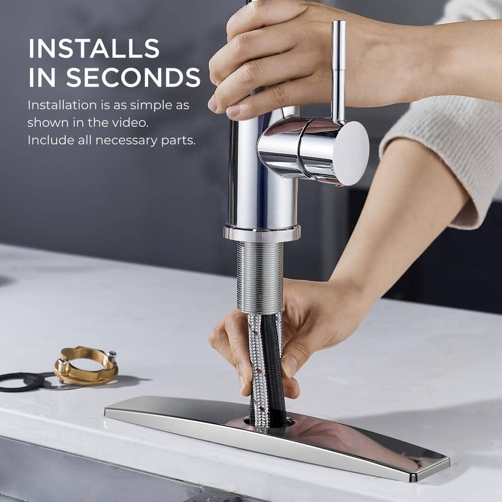Chrome Pull-Down Kitchen Faucet with Ceramic Valve
