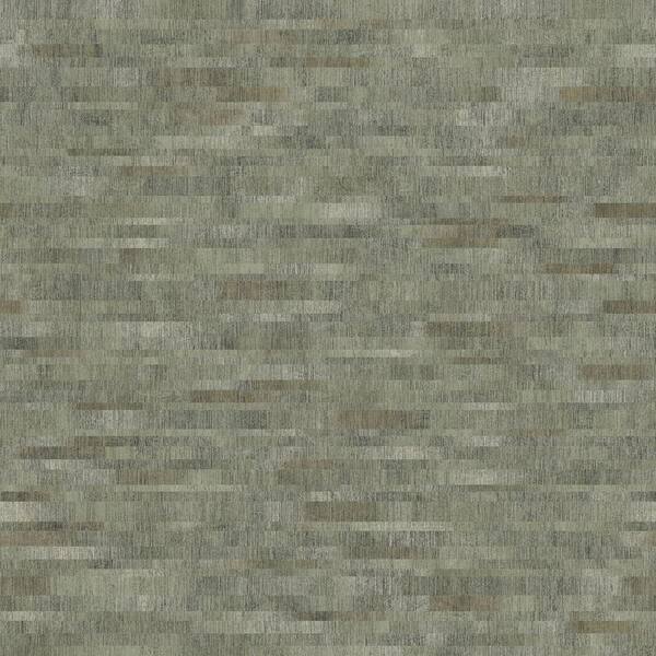 The Wallpaper Company 8 in. x 10 in. Grey Mini Subway Tile Pattern with Metallic Accents Wallpaper Sample