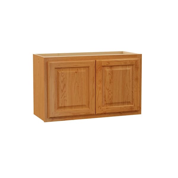 Hampton 30 in. W x 12 in. D x 18 in. H Assembled Wall Bridge Cabinet in Medium Oak