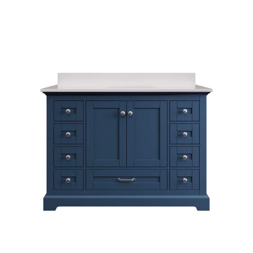 48 in. Double Sink Freestanding Blue Bath Vanity with White Cultured Marble Top, with 4 Inches Backsplash price history on PriceWatchPro