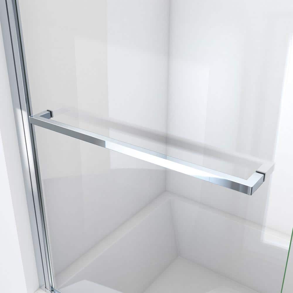 Aqua-Q Frameless Chrome 72" Shower Door with Towel Bar