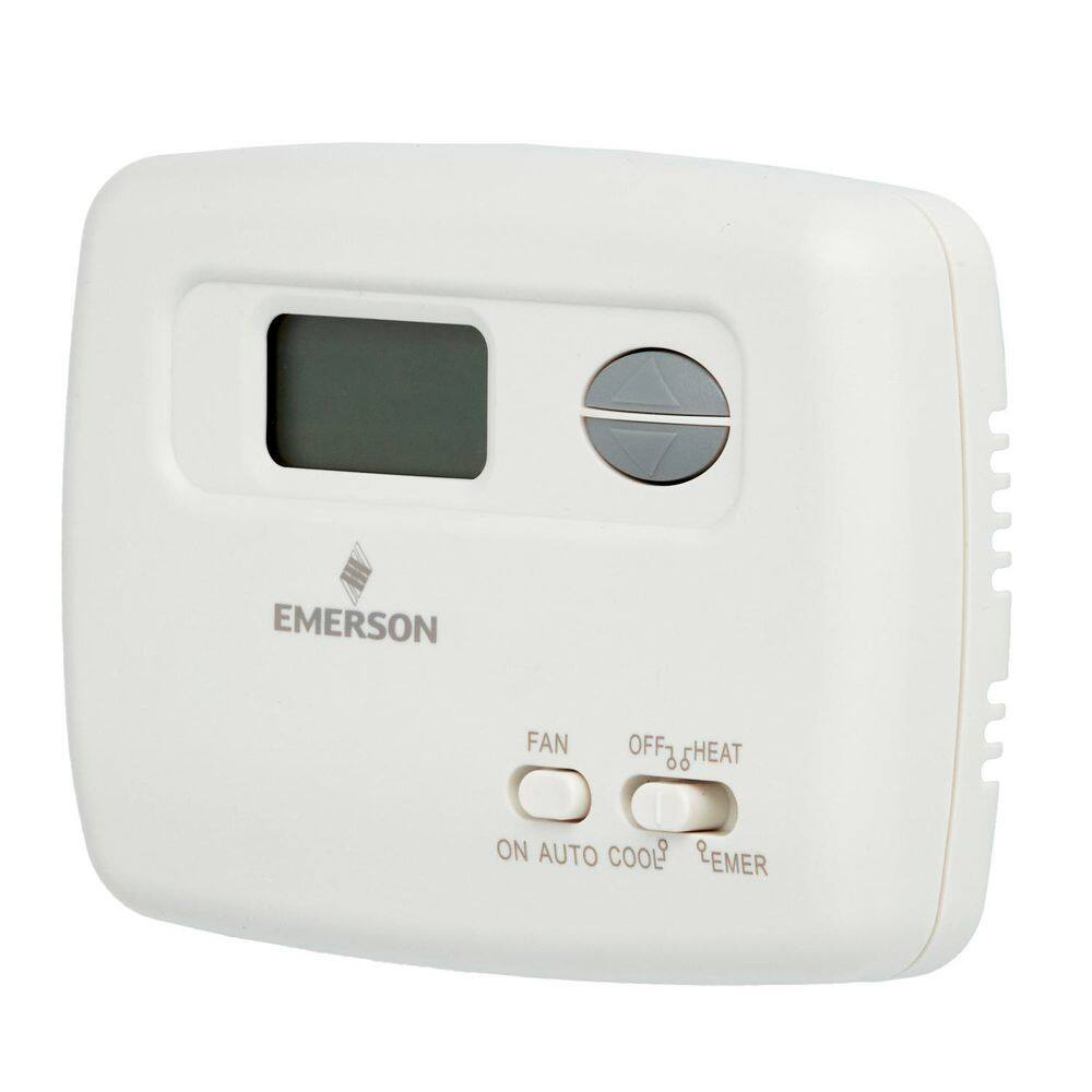 White Digital Rectangular Non-Programmable Heat Pump Thermostat