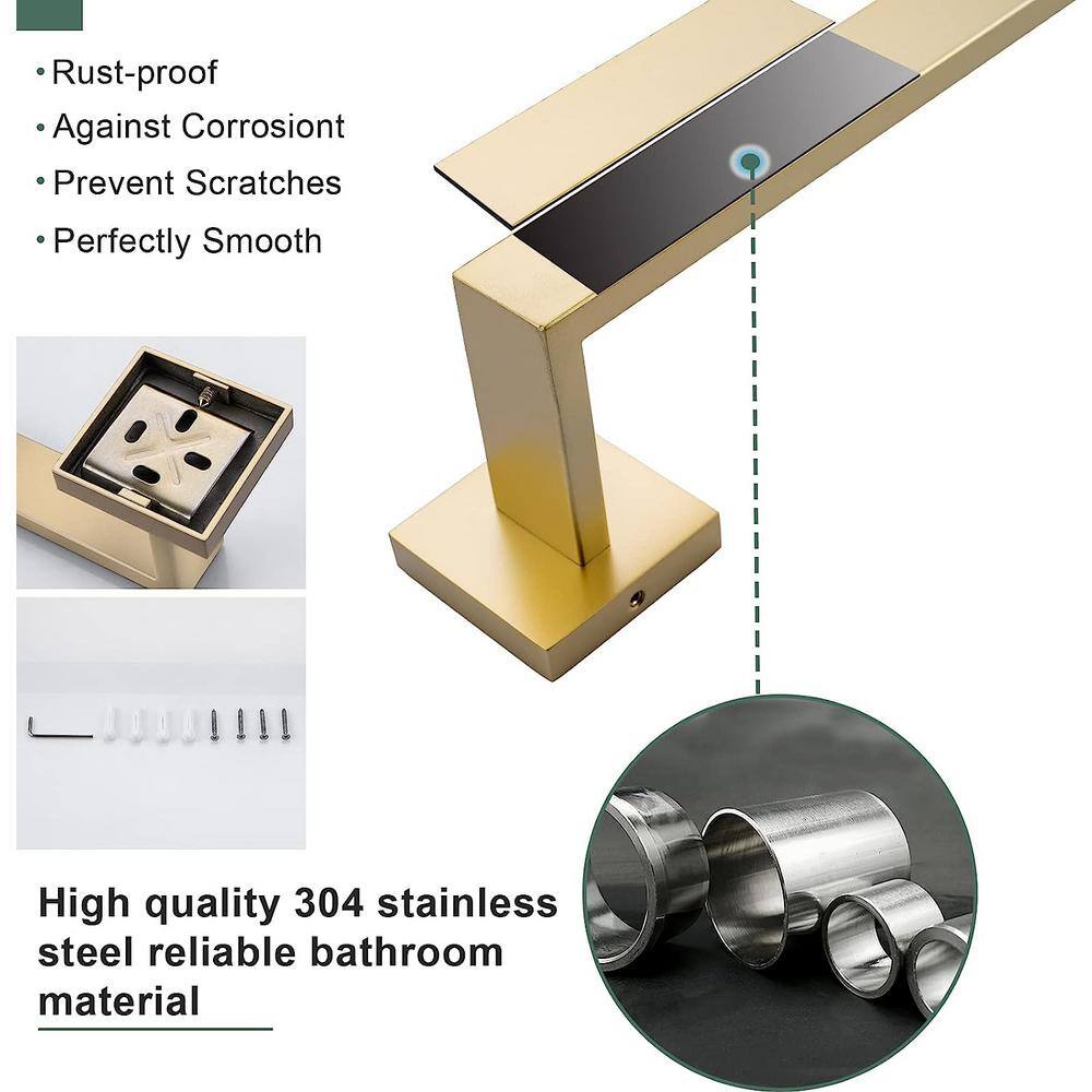 Brushed Gold Stainless Steel 4-Piece Bathroom Hardware Set