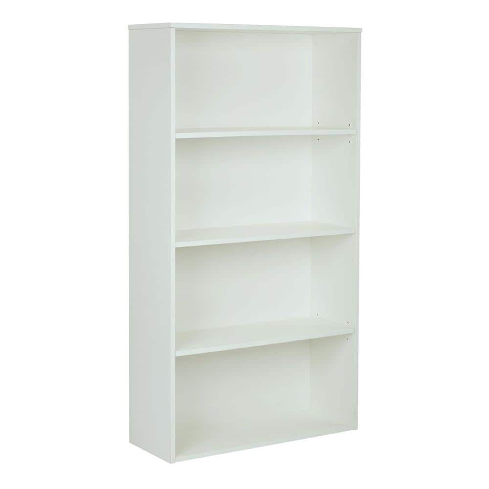 Prado Adjustable White 4-Shelf Engineered Wood Bookcase
