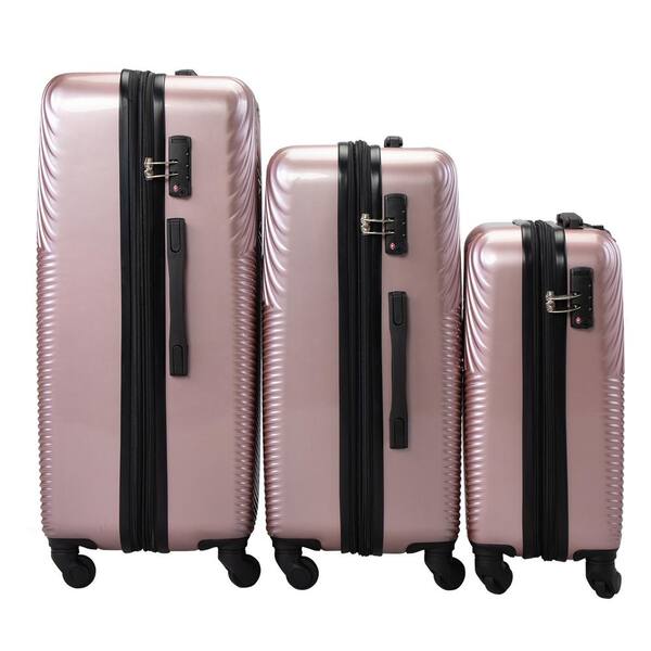 VLIVE 3 Pieces Luggage Set for Women, Expandable Luggage Set with TSA Lock,  Suitcase with Wheel Set (Rose Gold)