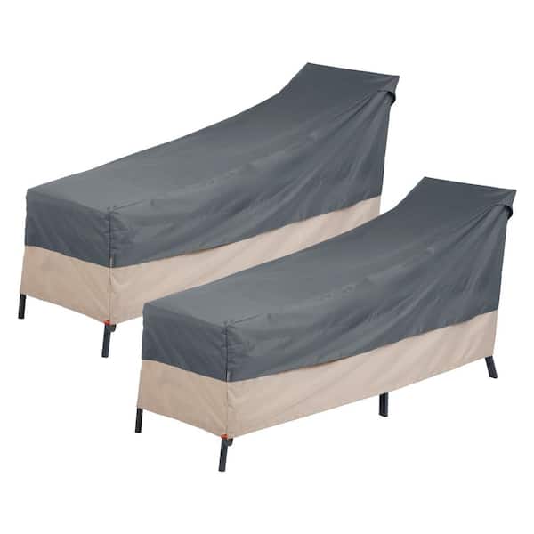 MODERN LEISURE 65 in. L x 28 in. W x 29 in. H, Gray Renaissance Ultralite Patio Chaise Lounge Cover, (2-Pack)