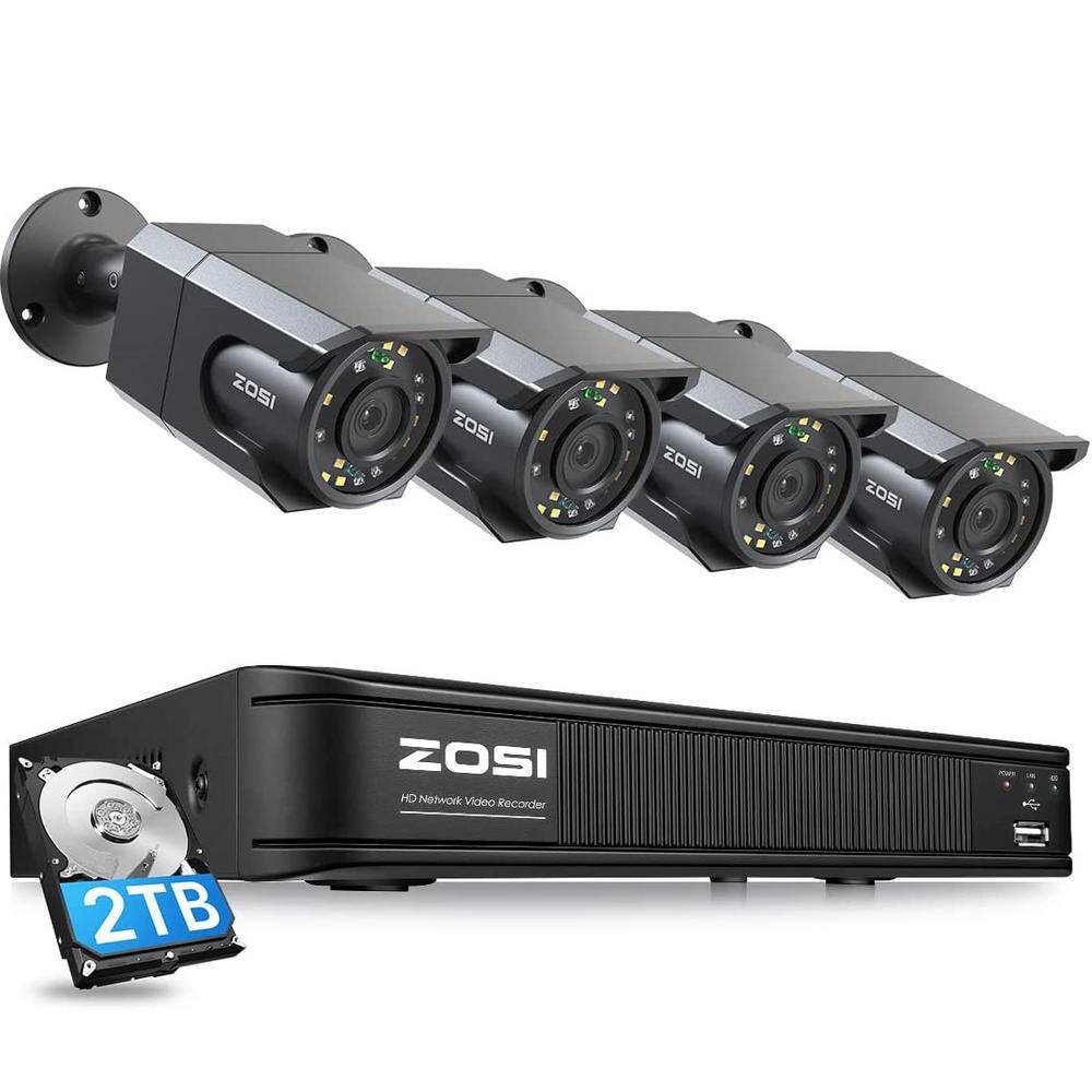 ZOSI 8Channel 4K 2 TB PoE NVR Security Camera System with 4Wired 8MP